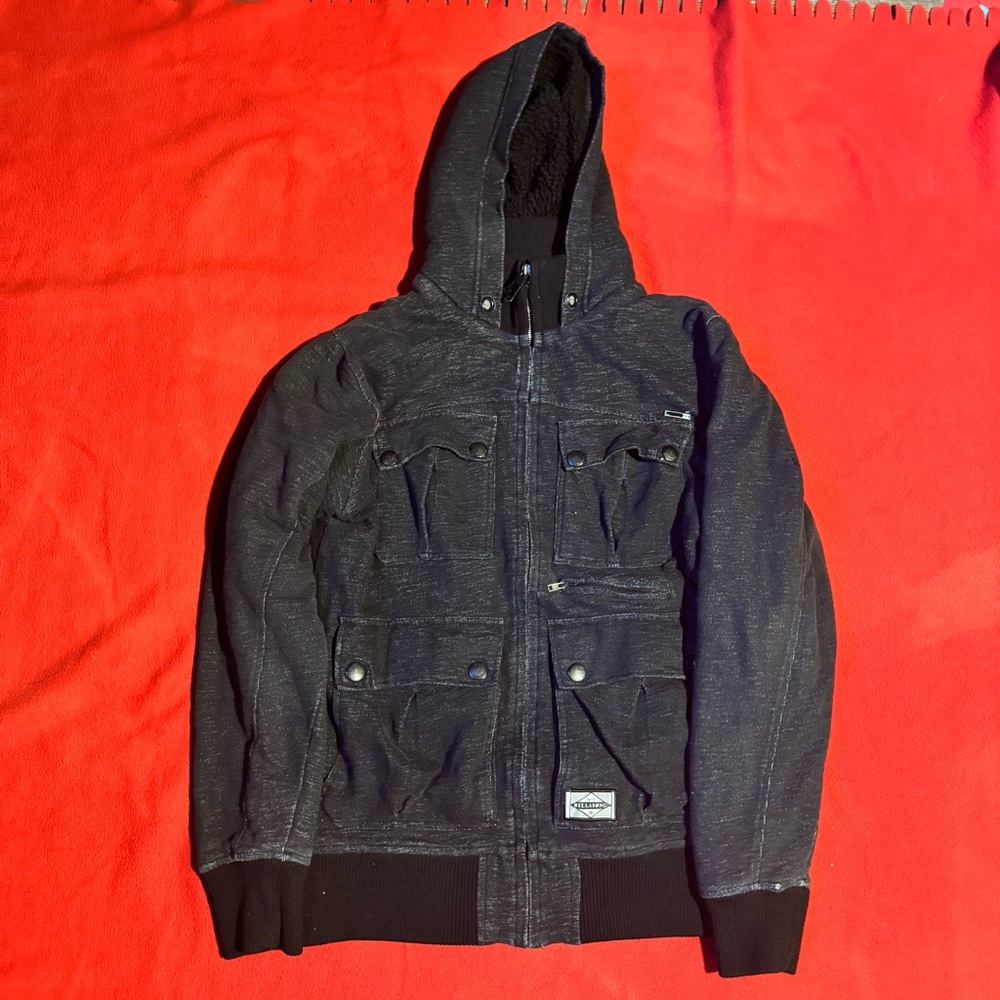 Men’s Gray Billabong Hooded Sherpa Lined Jacket